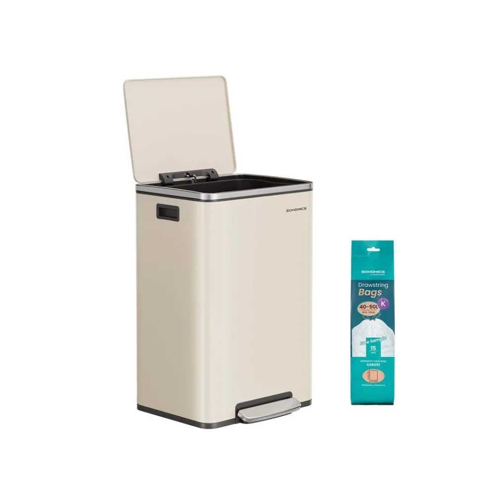 Poubelle de cuisine en acier avec seau amovible et couvercle-SONGMICS HOME Discount