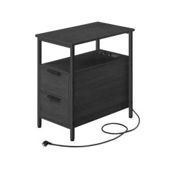 Table d’appoint avec multiprise  marron rustique et noir classique-SONGMICS HOME Best