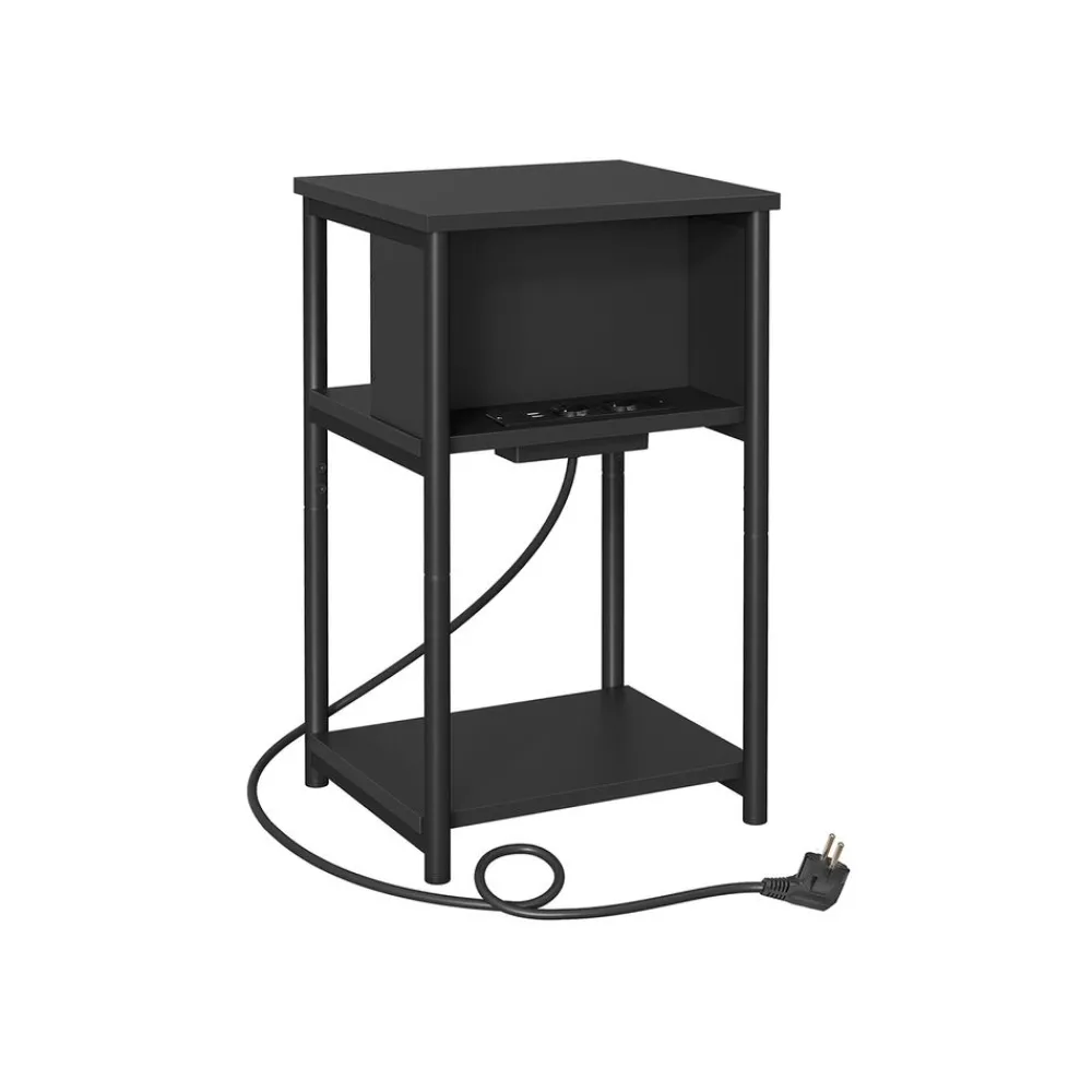 Table d'appoint avec multiprise marron rustique noir-SONGMICS HOME Hot