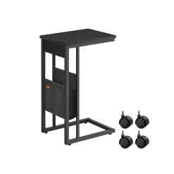 Table d’appoint en forme de c avec sac de rangement en tissu noir boisé-SONGMICS HOME Outlet