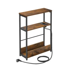 Table d’appoint fine multiprise 3 niveaux marron rustique-SONGMICS HOME Best