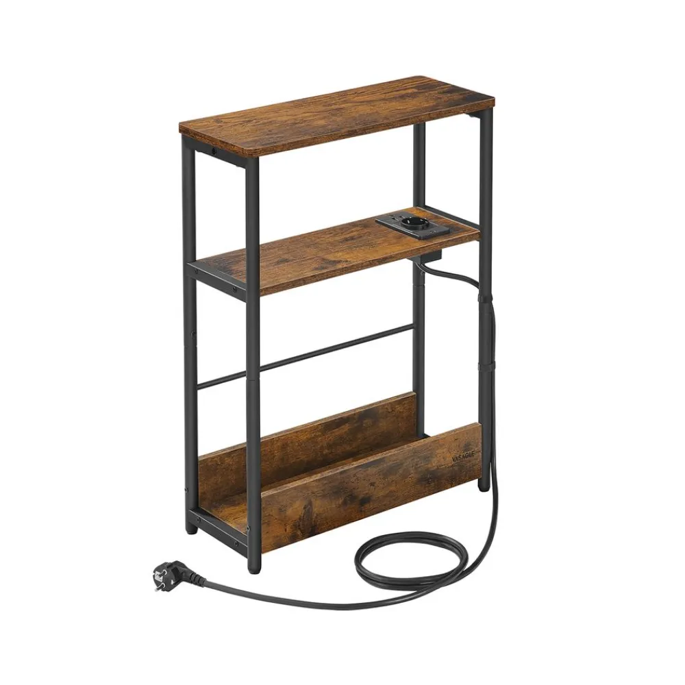 Table d’appoint fine multiprise 3 niveaux marron rustique-SONGMICS HOME Best