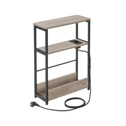 Table d’appoint fine multiprise 3 niveaux marron rustique-SONGMICS HOME Best