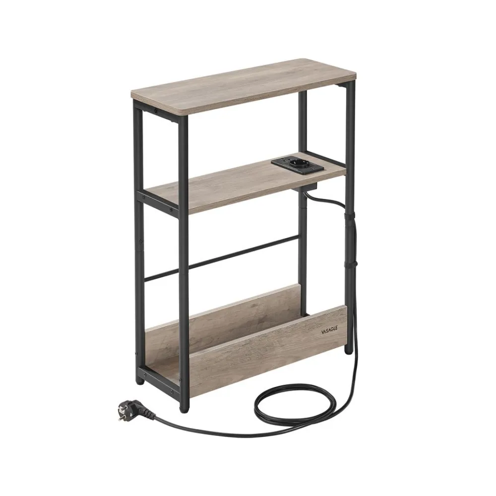 Table d’appoint fine multiprise 3 niveaux marron rustique-SONGMICS HOME Best