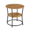 Table d'appoint ronde 2 niveaux cadre en acier noisette rustique et noir-SONGMICS HOME Outlet