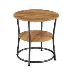 Table d'appoint ronde 2 niveaux cadre en acier noisette rustique et noir-SONGMICS HOME Outlet
