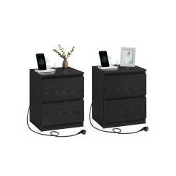 Table de chevet avec multiprise avec 2 tiroirs polyvalente blanc nuage-SONGMICS HOME Hot