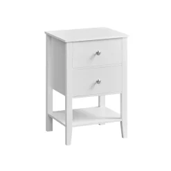 Table de chevet en bambou avec 2 tiroirs et étagère ouverte blanc nuage-SONGMICS HOME Sale