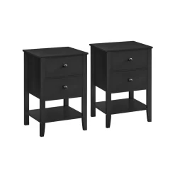 Table de chevet en bambou avec 2 tiroirs et étagère ouverte blanc nuage-SONGMICS HOME Sale