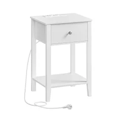 Table de chevet en bambou 1 tiroir avec multiprise-SONGMICS HOME