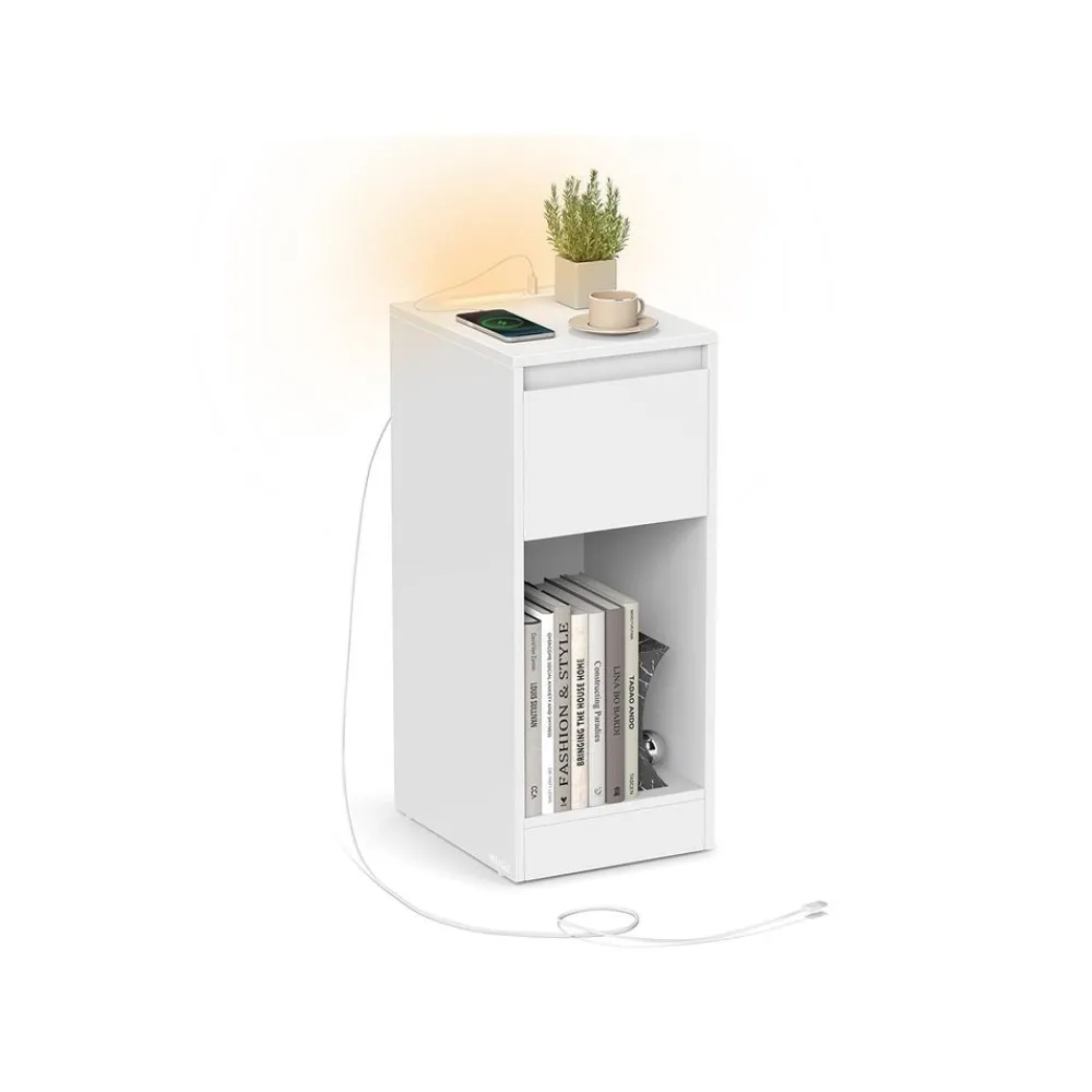 Table de chevet étroite avec LED ports USB tiroir-SONGMICS HOME Discount