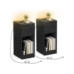 Table de chevet étroite avec LED ports USB tiroir-SONGMICS HOME Discount