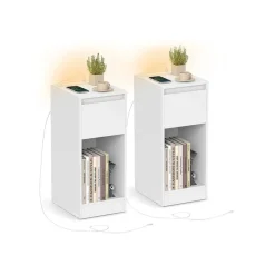 Table de chevet étroite avec LED ports USB tiroir-SONGMICS HOME Discount