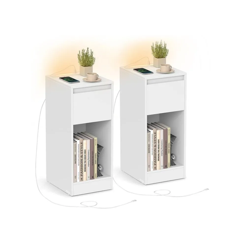 Table de chevet étroite avec LED ports USB tiroir-SONGMICS HOME Discount