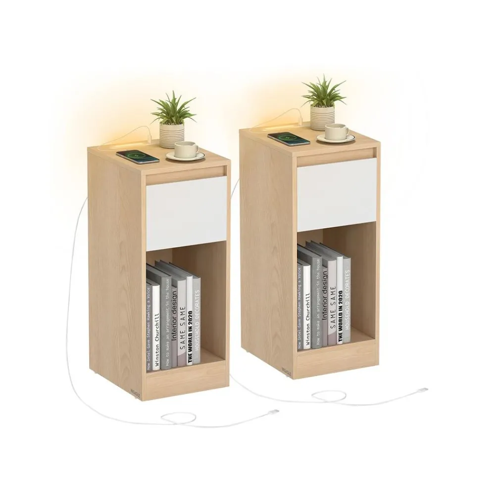 Table de chevet étroite avec LED ports USB tiroir-SONGMICS HOME Discount