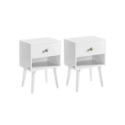 Tables de chevet avec tiroir et compartiment ouvert pieds en bois noir boisé-SONGMICS HOME Best