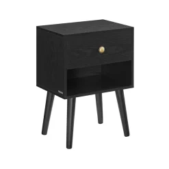 Tables de chevet avec tiroir et compartiment ouvert pieds en bois noir boisé-SONGMICS HOME Best