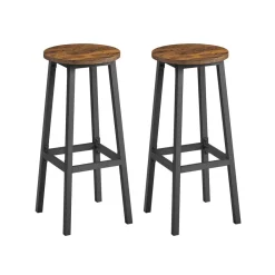 Tabourets de bar lot de 2 cadre métallique hauteur 74 cm marron rustique et noir-SONGMICS HOME New