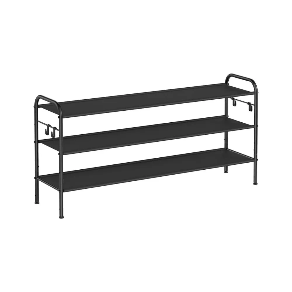 Étagère à chaussures à 2 niveaux avec 4 crochets noir d'encre-SONGMICS HOME