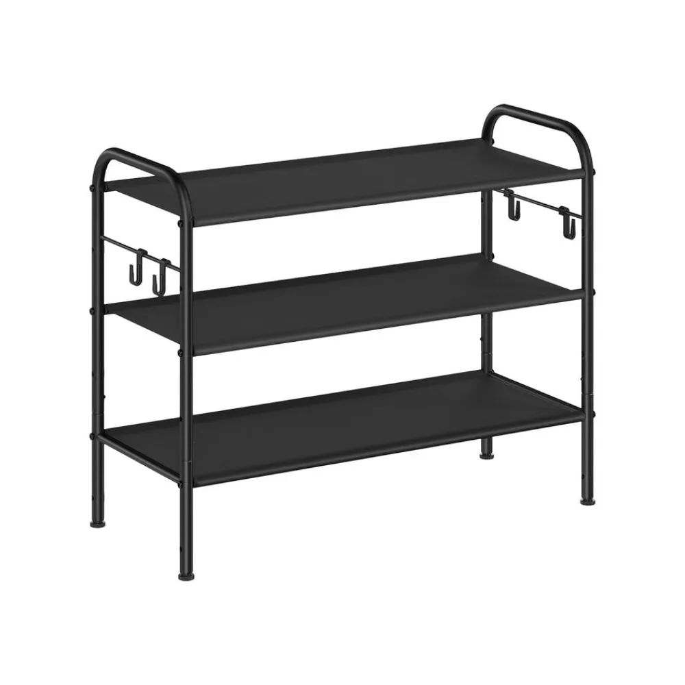 Étagère à chaussures à 2 niveaux avec 4 crochets noir d'encre-SONGMICS HOME
