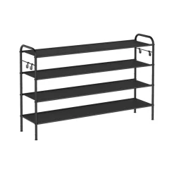 Étagère à chaussures à 2 niveaux avec 4 crochets noir d'encre-SONGMICS HOME