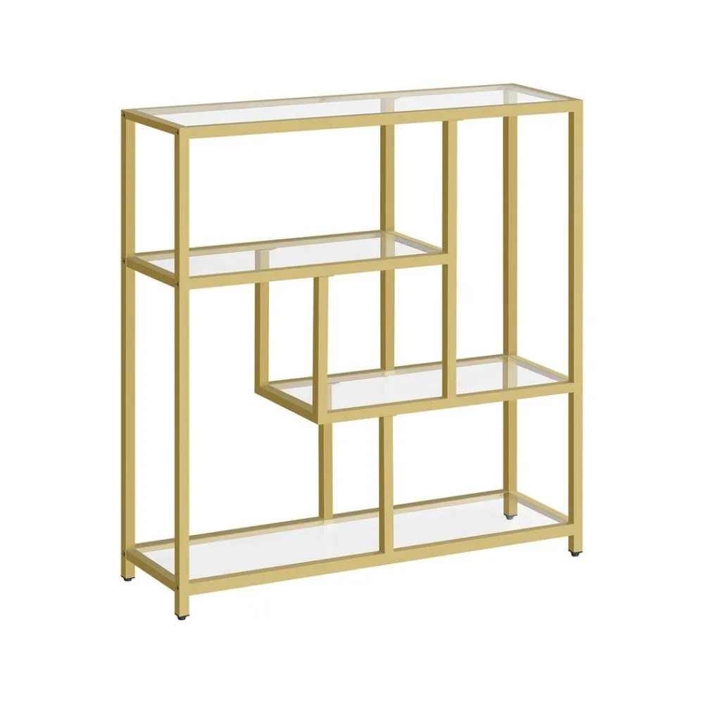 Étagère 4 niveaux transparent et doré clair-SONGMICS HOME Outlet