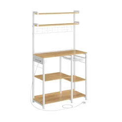 Étagère cuisine avec multiprise 8 crochets marron rustique-SONGMICS HOME Sale