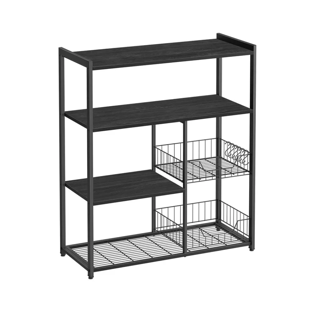 Étagère de cuisine avec 2 paniers grège noir-SONGMICS HOME Hot