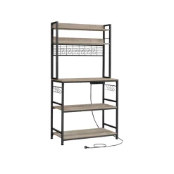 Étagère de cuisine avec multiprise grège noir-SONGMICS HOME New