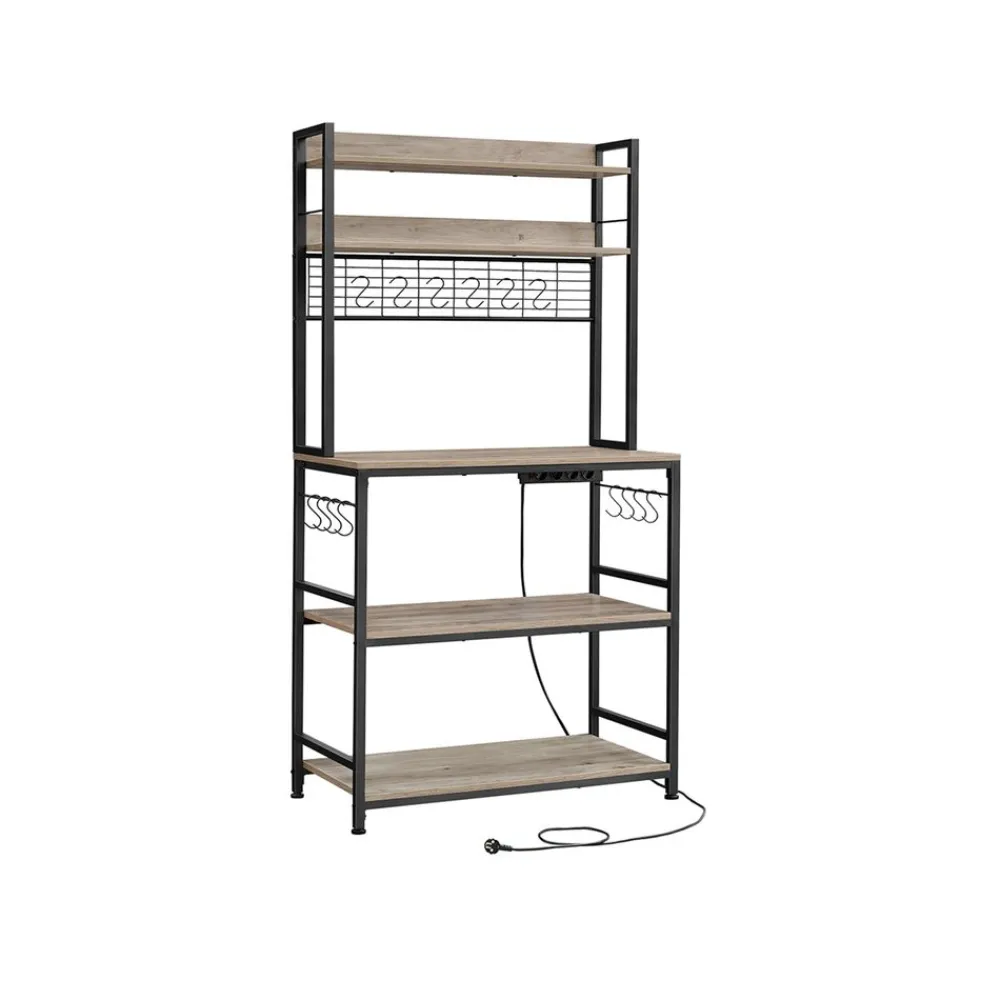 Étagère de cuisine avec multiprise grège noir-SONGMICS HOME New