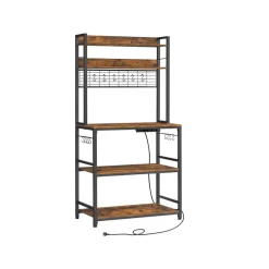 Étagère de cuisine avec multiprise grège noir-SONGMICS HOME New