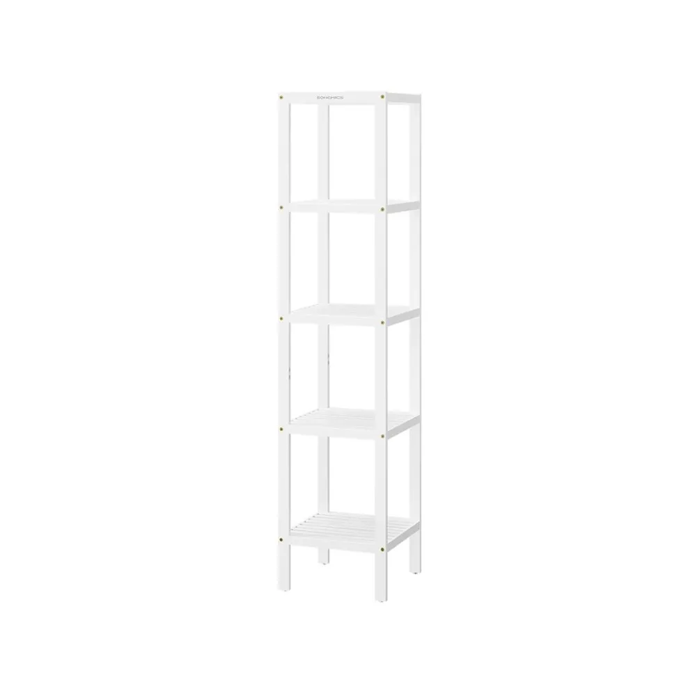 Étagère de salle de bain à 5 niveaux en bambou blanc nuage-SONGMICS HOME Online