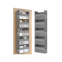 Étagère suspendue sur la porte en tissu pochettes latérales gris tourterelle-SONGMICS HOME New