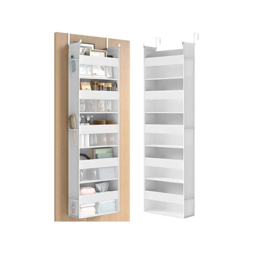 Étagère suspendue sur la porte en tissu pochettes latérales gris tourterelle-SONGMICS HOME New