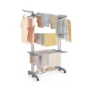 Étendoir à linge à 4 niveaux avec roulettes pliable 63,5 x 125,5 x 173 cm gris tourterelle-SONGMICS HOME Discount